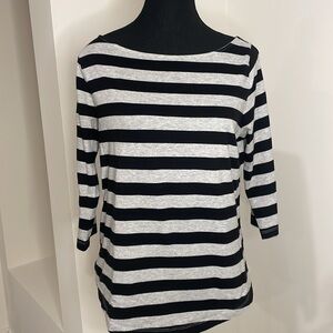 ST.JOHN’S BAY  Boatneck Gray and black striped shirt .